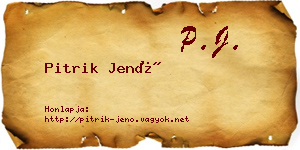 Pitrik Jenő névjegykártya